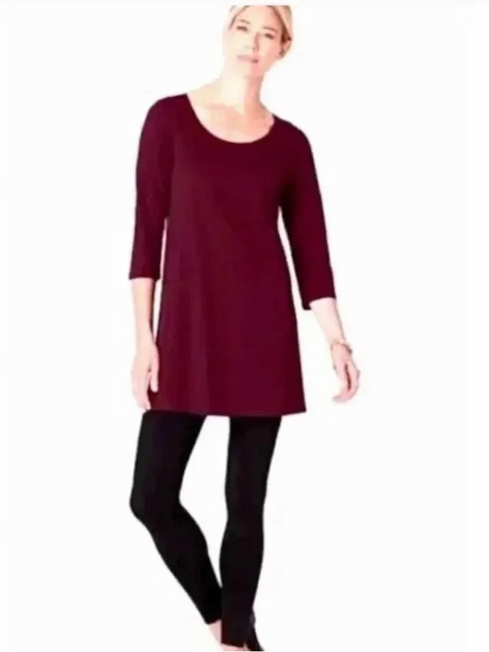 J.Jill Women’s Ribbed Tunic Top - Raspberry